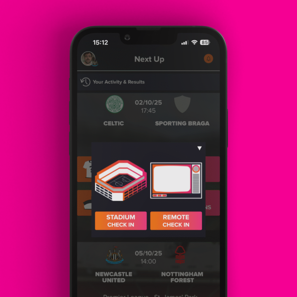 FanHub app: Check in feature interface